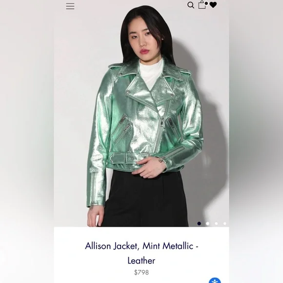 Walter Baker Allison Metallic Leather Moto Jacket -Lambskin - Size S NEW - Picture 4 of 17